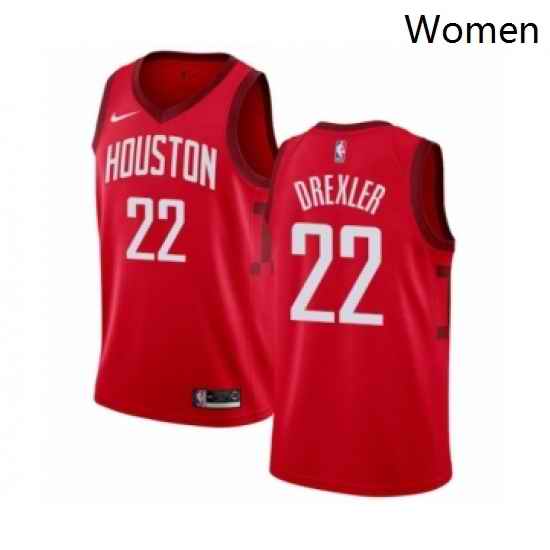 Womens Nike Houston Rockets 22 Clyde Drexler Red Swingman Jersey Earned Edition